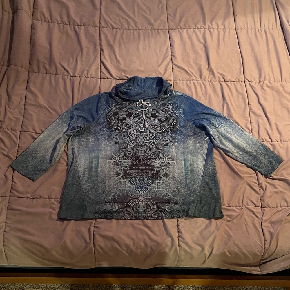 Chic Blue Patterned Women's Hoodie